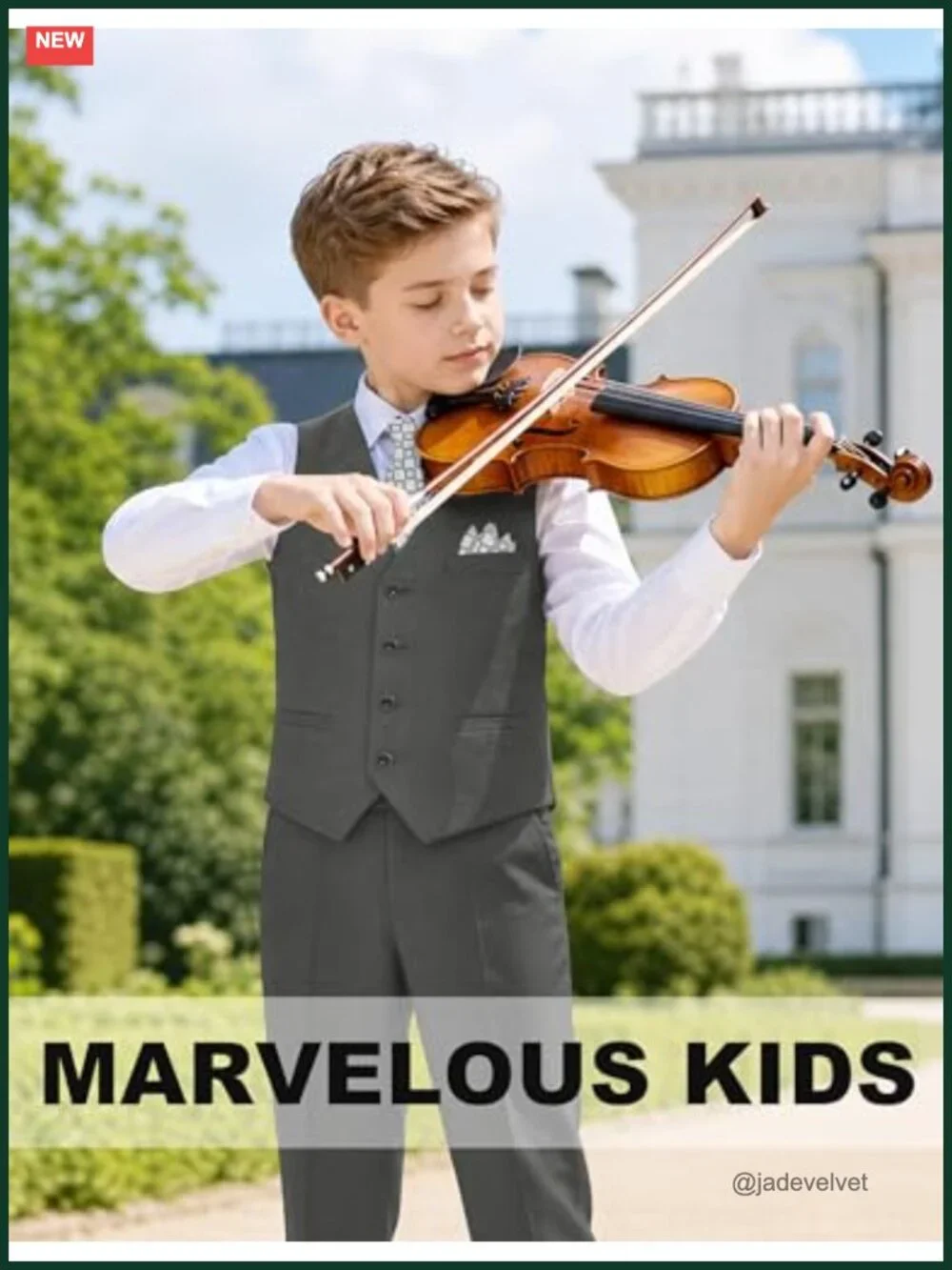 Boys' 6-Piece Formal Slim Fit Suit Vest Set Adjustable Waist